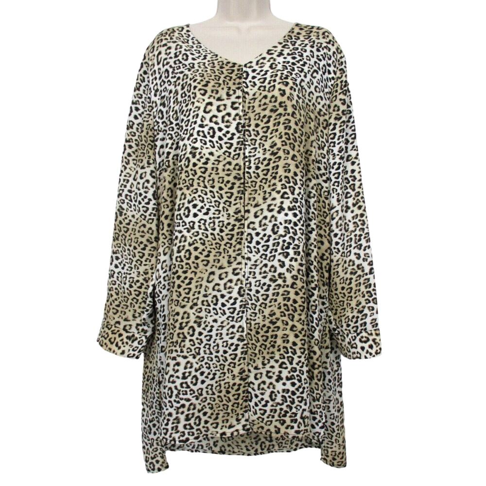 Chicos Tunic Top Womens 3 Animal Print Layered V Neck Lagenlook Artsy XL